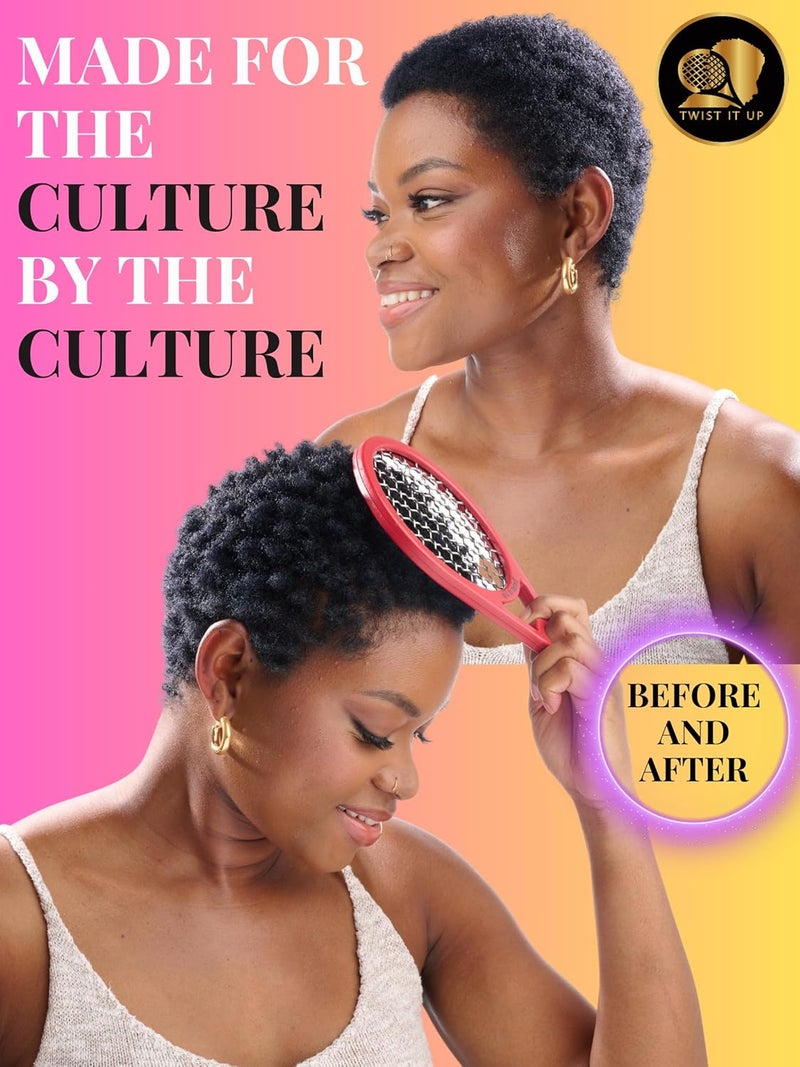 Twist it Up Comb (Red Desires) - Alternative to Hair Sponges, Creates Curls and Twists for Black Men, Tennis Racket Design - Image 5